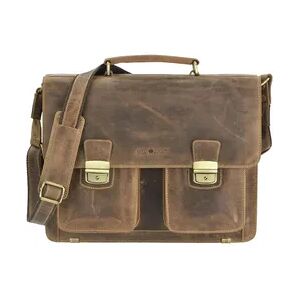 Greenburry Aktentasche Leder braun antik 3 Fächer Vintage 39x31cm Tragegriff und Schultergurt