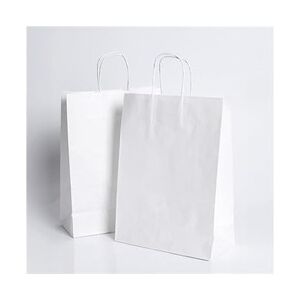 100 Weiße Papiertüten mit Henkeln 32X12X42cm - Tasche für Einkäufe, Geschenke, Hochzeiten