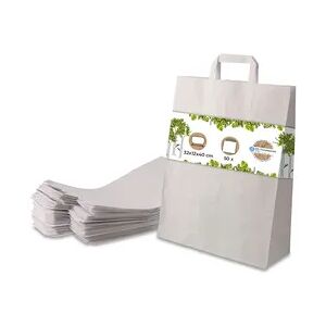BIOZOYG 50 Stück Tragetasche XL 32 x 12 x 40cm Papiertüte reißfest weiß kompostierbar Einkaufstasche Papiertasche Einkaufstüte umweltfreundlich