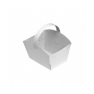 1-PACK 50x Gebäckkörbchen Tragebox mit Henkel für Brötchen 10x8x6cm weiß