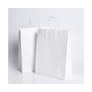 100 Weiße Papiertüten mit Henkeln 25x10x32cm - Tasche für Einkäufe, Geschenke, Hochzeiten