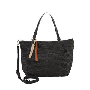 TOM TAILOR Damen Yva Shopper mit Häkelmuster, schwarz, Gr. ONESIZE