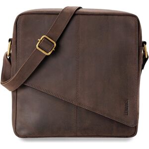 Leabags - Barcelona - Leder Umhängetasche Herren & Damen I Messenger Bag Mit - Akzeptabel Nature Dunkelbraun Einheitsgröße