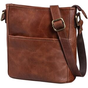 Leabags Leder Handtasche Damen I Premium Echtleder Umhängetasche I Damen - Akzeptabel Vintage Cognac M