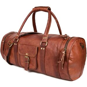 Leabags Leder Weekender Damen & Herren I Echtleder Premium Reisetasche I 50 L - Wie Neu Vintage Cognac Einheitsgröße