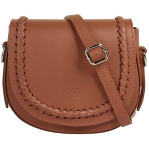 Cluty Umhängetasche Damen Leder, cognac