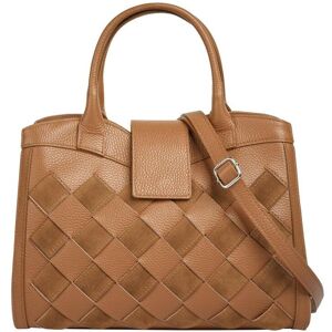 Samantha Look Handtasche Damen Leder gemustert, cognac