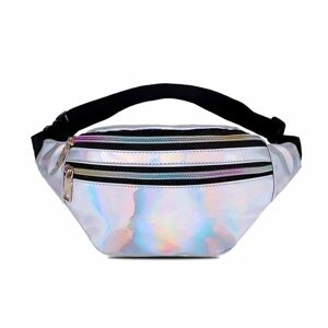 Megabilligt Glossy Metallic Waist Bag Mave Bag Cross Body Bum Bag - Sølv