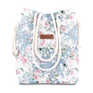 Amazinggirl Håndtasker pose taske dametaske A4 - skuldertaske shopper taske stof tasker stof taske med inderlomme indkøbspose blomster grå