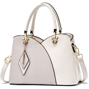 Shoppo Marte Lattice Texture Large Capacity Handbag(White)