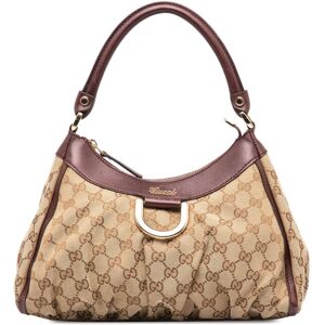 Pre-owned Gucci GG Canvas Abbey D-Ring Handbag Brown