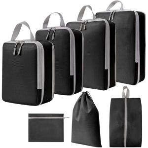 shopnbutik 7 In 1  Compression Packing Cubes Expandable Travel Bags Luggage Organizer(Black)