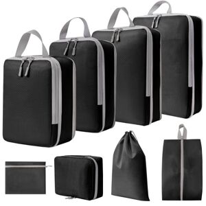 shopnbutik 8 In 1  Compression Packing Cubes Expandable Travel Bags Luggage Organizer(Black)