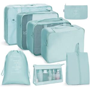 Shoppo Marte 8 In 1 Cosmetic Bag Travel Storage Bag Set Folding Storage Bag( Lake Blue)