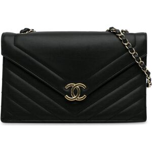 Pre-owned Chanel Chevron Envelope Flap Black