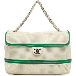 Pre-owned Chanel Perforated Expandable Shoulder Bag White