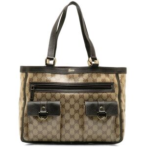 Pre-owned Gucci GG Canvas Abbey Pocket Tote Brown