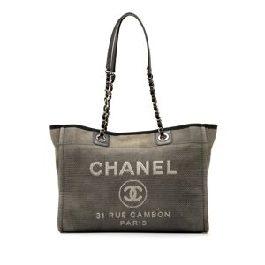 Pre-owned Chanel Small Canvas Deauville Tote Gray