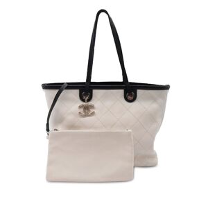 Pre-owned Chanel Small Caviar Shopping Fever Tote White