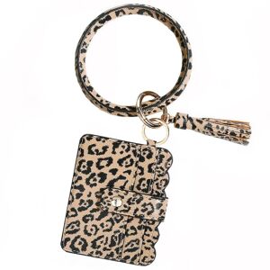 1 stk taske leopard mønster pose frynset armbånd nøglering taske Pu læder taske