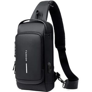 Usb Charging Sports Sling Bag Han Anti-tyveri Brysttaske Med Adgangskodelås (Sort) Black