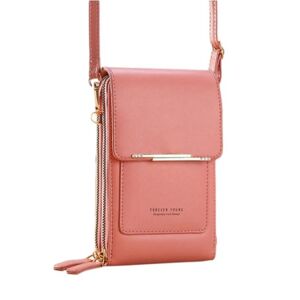 B4B Crossbody skuldertaske til kvinder Mobiltelefon, kortholder pung Pink M