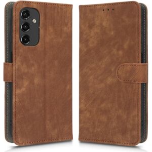 SKALO Samsung A14 4G/5G Flip Cover m. pung i PU-læder - Brun Brown