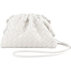 Pu vævet taske Satchel Cloud Mini læder clutch taske - Perfet white