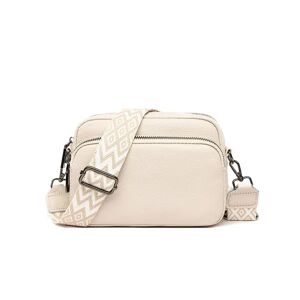 crossbody taske Dame læder lille skuldertaske med lynlås - Perfet off-white