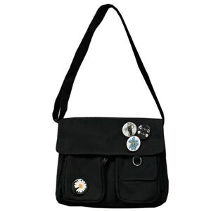 Shopper Totes Tasker Lærred Messenger Bag SORT Black