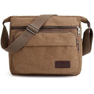 Vandtæt Messenger Skuldertaske Medium, Multi Lommer Canvas Crossbody Taske til Mænd Kvinder, Casual Herre Satchel Bag(M)-WELLNGS