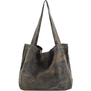 Kvinder Vintage Canvas Camouflage Tote Skuldertaske Shopping Bag Håndtaske