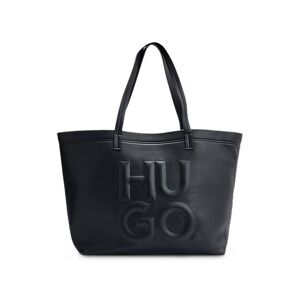 HUGO Faux-leather shopper bag with debossed stacked logo