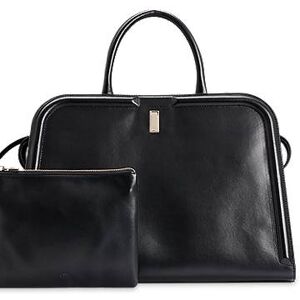 Boss Leather tote bag with detachable pouch