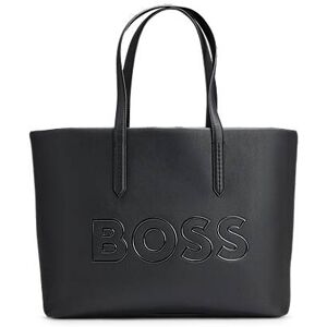 Boss Grained faux-leather shopper bag with outline logo