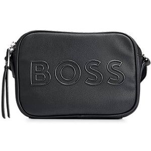 Boss Grained faux-leather crossbody bag with outline logo