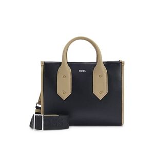 Boss Two-tone faux-leather tote bag with signature details