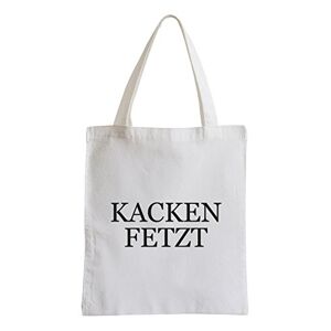 Pixxprint Kacken Fetzt Fun Fun Jute Bag Sports Bag, White