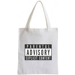 Pixxprint Pixxp/J. Roxx Parental Advisory Explicit Content Fun Jute Bag Sports Bag – White