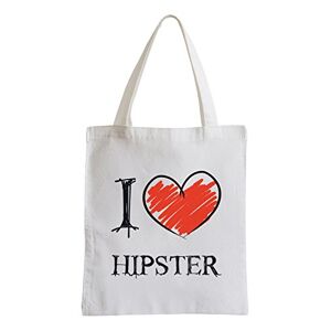 Pixxprint Pixxp/I Love Hipster Fun In Jute Bag Sports Bag – White