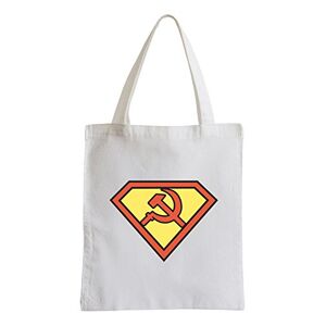 Pixxprint Pixxp/Superman USSR Russia DDR Man Fun Kult Jute Bag Sports Bag – White