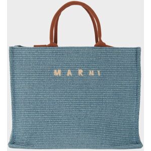 Marni Large Raffia Tote Bag Blue/Brown ONESIZE