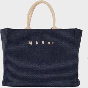 Marni Large Raffia Tote Bag Dark Blue/Light Beige ONESIZE