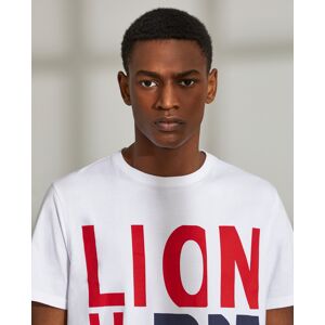 Lion of Porches Camiseta para hombre de cuello redondo y algodón estampado Blanco