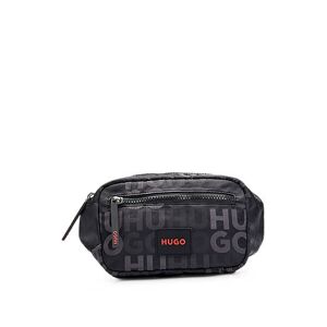 HUGO Stacked-logo-pattern belt bag with branded rubber patch