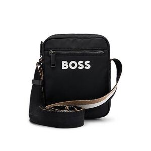 Boss Contrast-logo cross-body bag with signature-stripe strap