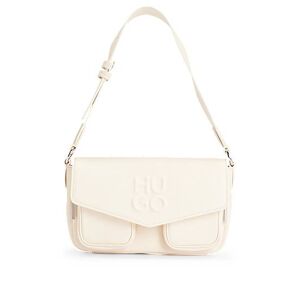 HUGO Faux-leather shoulder bag with debossed stacked logo