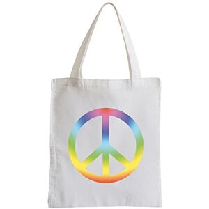 Pixxprint Peace Retro Hippie Flower Power 60s 70s Jute Bag Sports Bag, White