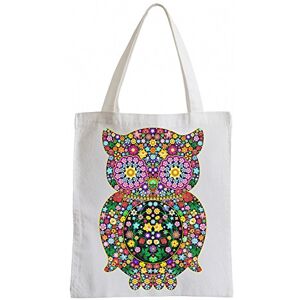 Pixxprint Raxxpurl Flower Power Owl Fun Jute Bag Sports Bag, White