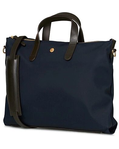 Mismo M/S Canvas Slim Briefcase Navy/Dark Brown